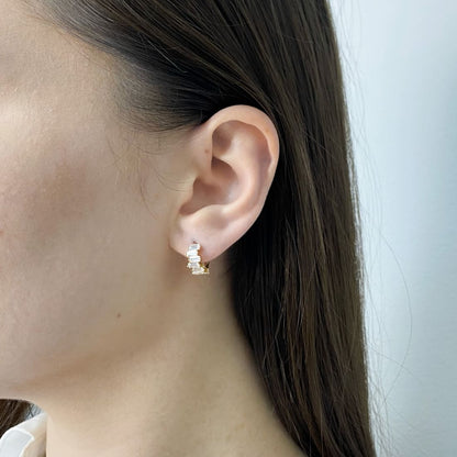 Cercei Aur 14k Uneven Eternity cu Pietre Zirconia
