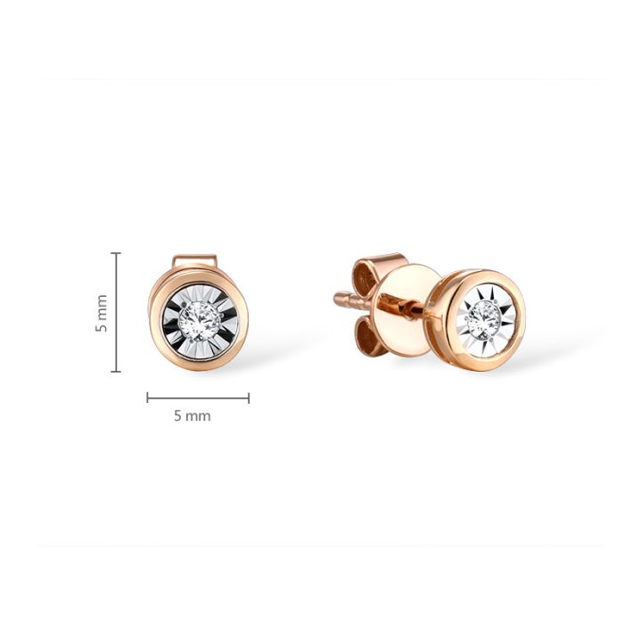 Cercei Aur Roz 14k cu Diamante 0,051 ct