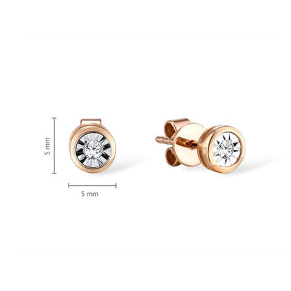 Cercei Aur Roz 14k cu Diamante 0,051 ct