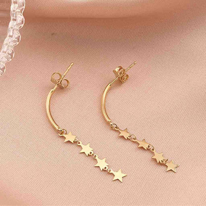 Cercei Lungi Aur 14k Stelute