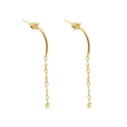 Cercei Lungi Aur 14k Stelute