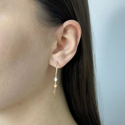 Cercei Lungi Aur 14k Stelute