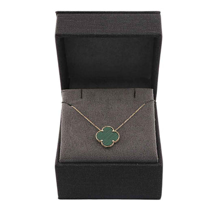 Lant Aur 14k Floare cu Malachit 1.5cm