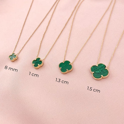 Lant Aur 14k Floare cu Malachit 1.5cm