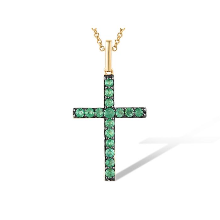 Pandantiv Aur 14k Cruce cu Smarald 0.59ct