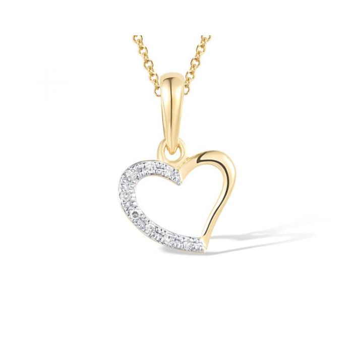 Pandantiv Aur 14k Inima cu Diamante 0.021ct