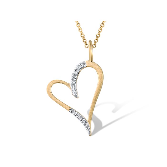 Pandantiv Aur 14k Inima cu Diamante 0.031ct