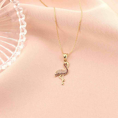 Pandantiv Aur 14k Pasarea Flamingo