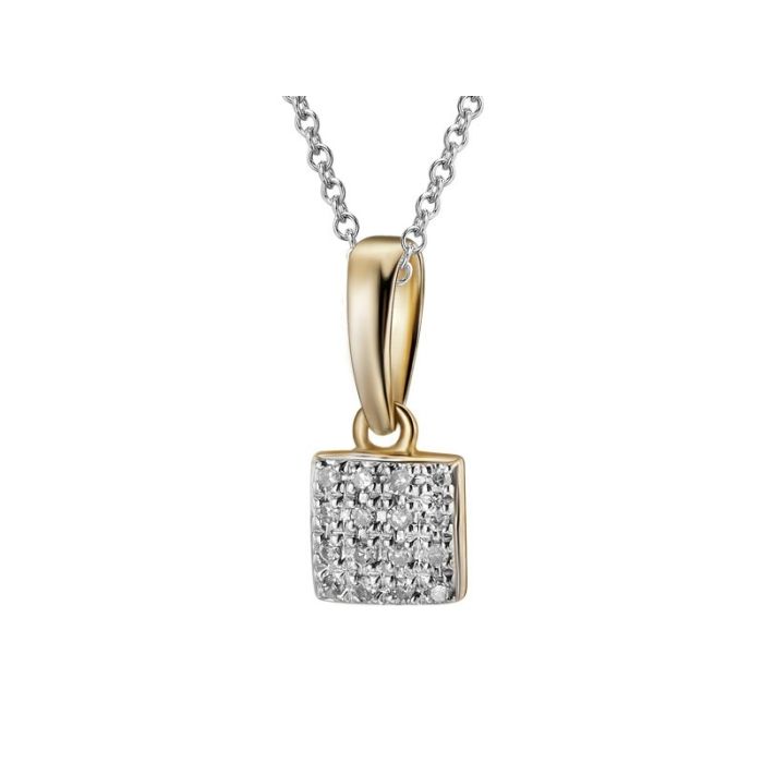 Pandantiv Aur 14k Patrat cu Diamante 0.04ct