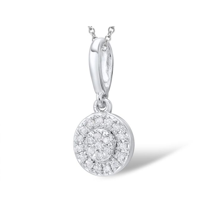 Pandantiv Aur Alb 14k Cerc cu Diamante 0.05ct