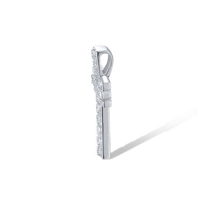 Pandantiv Aur Alb 14k Cruce cu Diamante 0,146ct