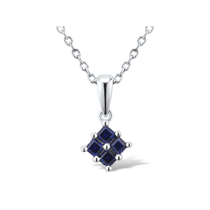 Pandantiv Aur Alb 14k cu Safir 0.28ct