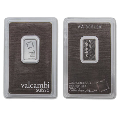 Lingou Platina 5 grame Valcambi, puritate 999.5‰