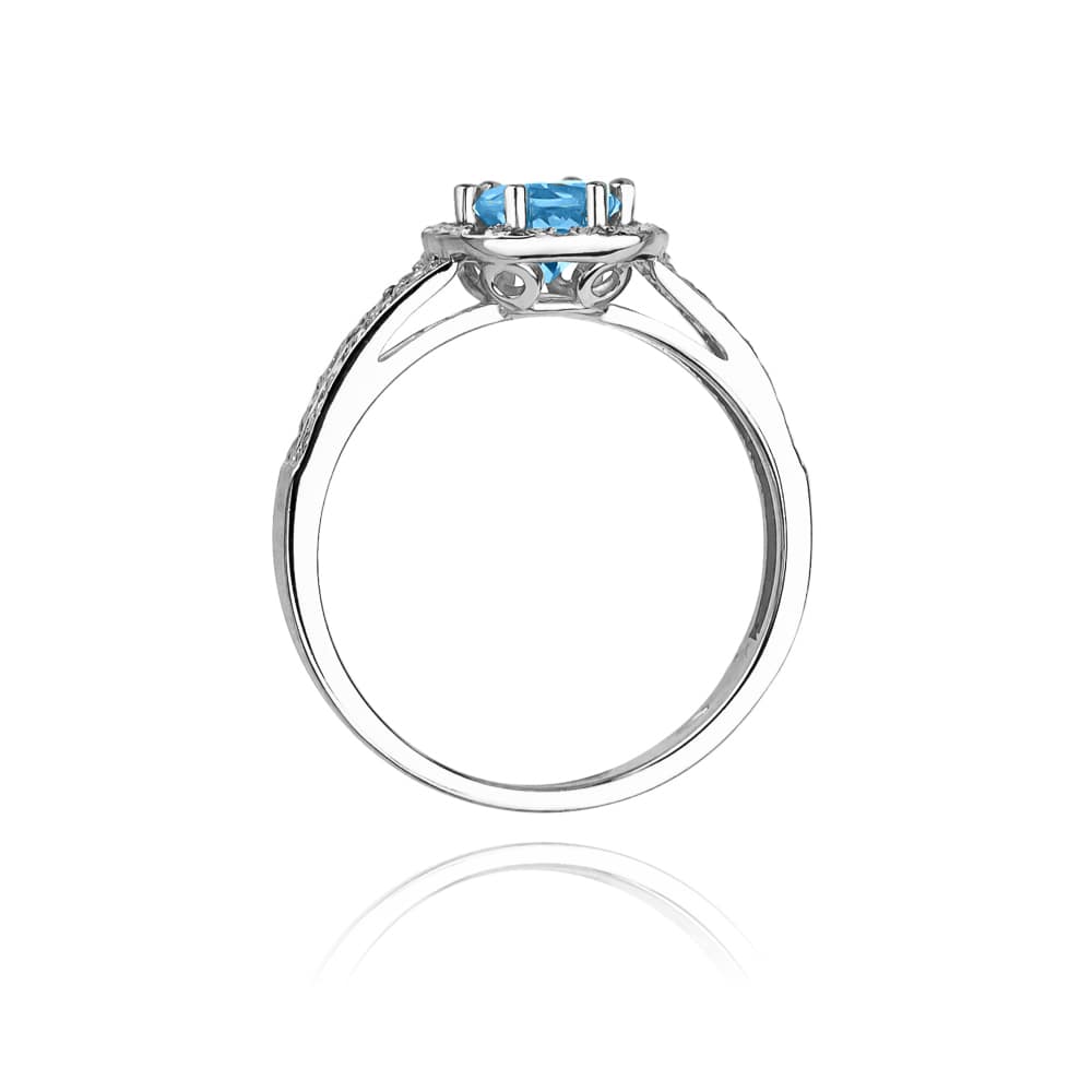 Inel Logodna de Aur 14k cu Topaz 0.50ct si Diamante