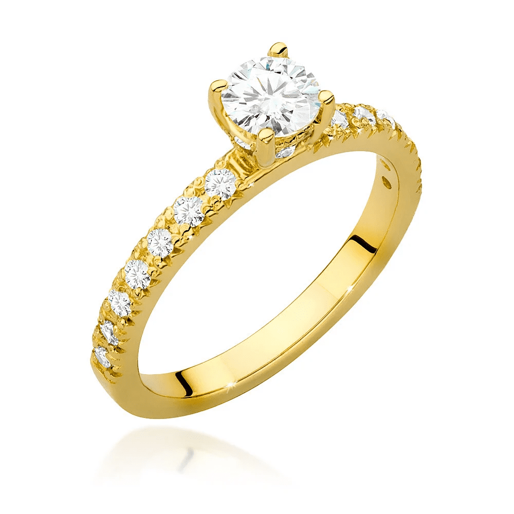 Inel de Logodna Aur 14k Solitaire Halo cu Diamante 0.64ct