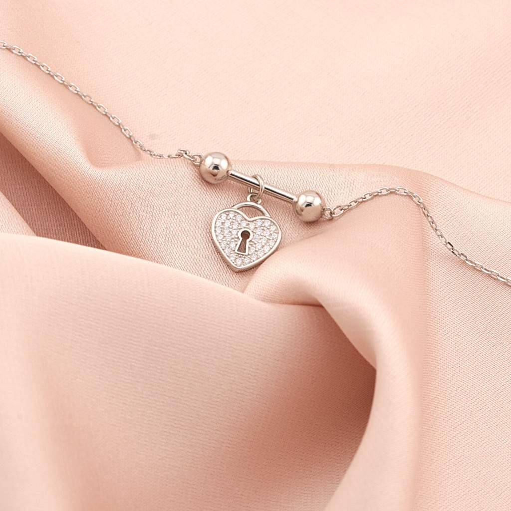 Bratara Argint Heart Lock Charm