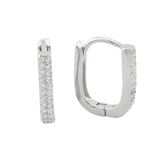 Cercei Argint Huggie Hoops cu Pietre Zirconia