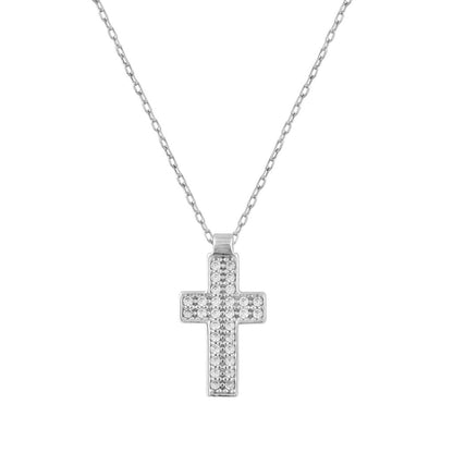 Lant Aur Alb 14k Cruce cu Pietre Zirconia Faith
