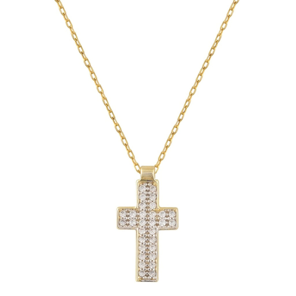 Lant Aur 14k Cruce cu Pietre Zirconia Faith