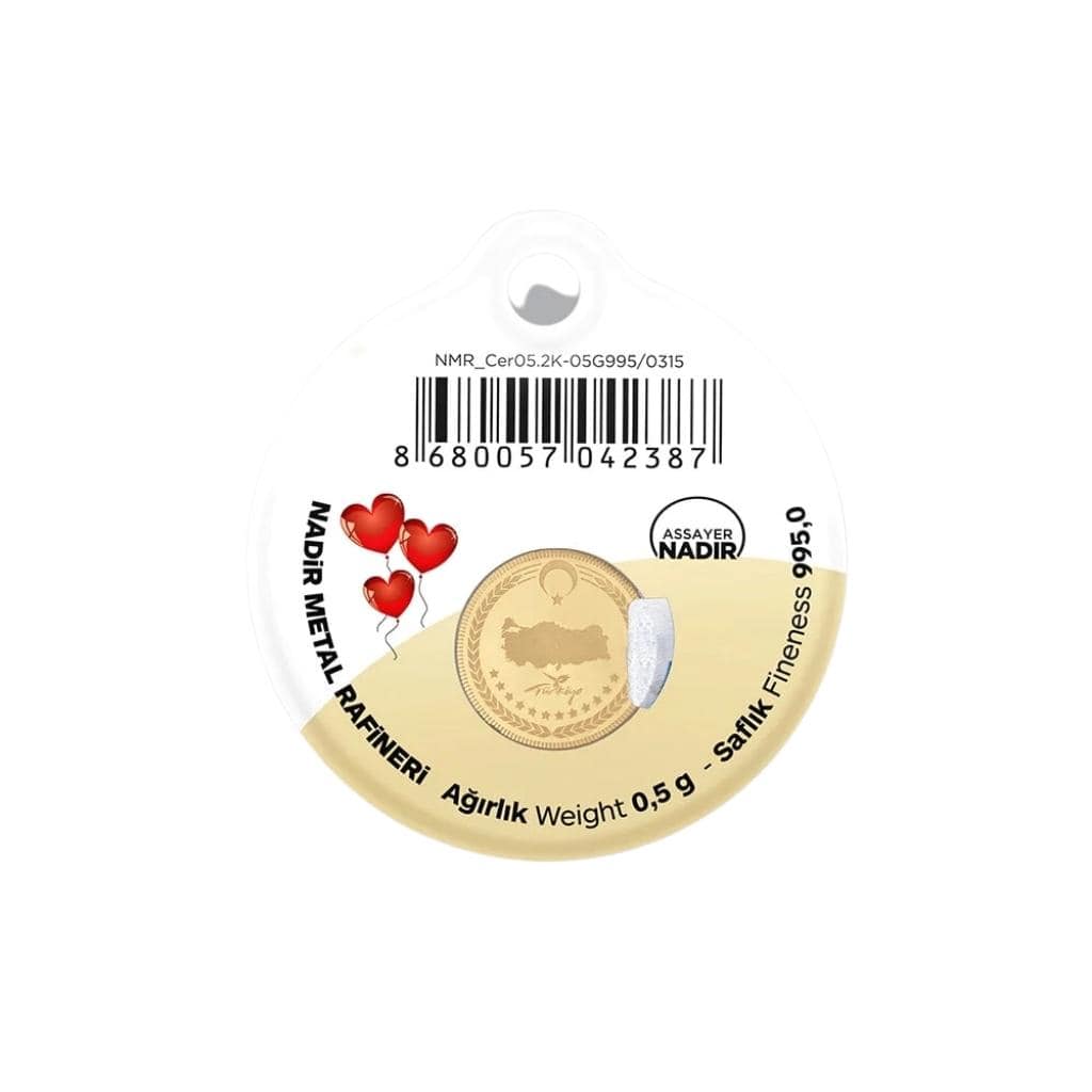 Moneda Cadou Aur 24k, puritate 995‰, 0.5g, Love