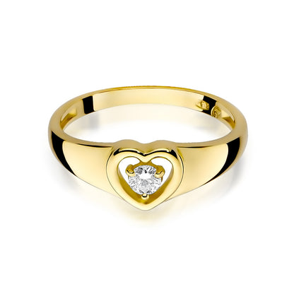 Inel de Logodna din Aur 14k Inima cu Diamant 0.10ct