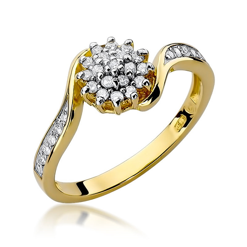 Inel de Logodna din Aur 14k Floare cu Diamante 0.26ct
