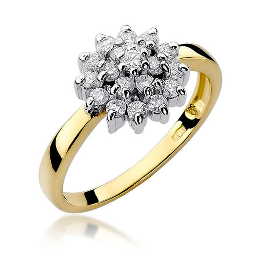 Inel de Logodna din Aur 14k Floare cu Diamante 0.40ct
