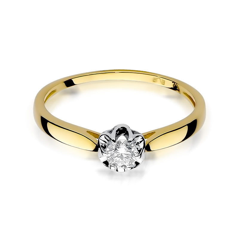Inel de Logodna din Aur 14k Floare cu Diamant 0.15ct