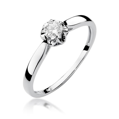 Inel de Logodna din Aur 14k Floare cu Diamant 0.15ct