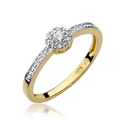 Inel de Logodna Aur 14k Halo cu Diamante 0.09ct Pave