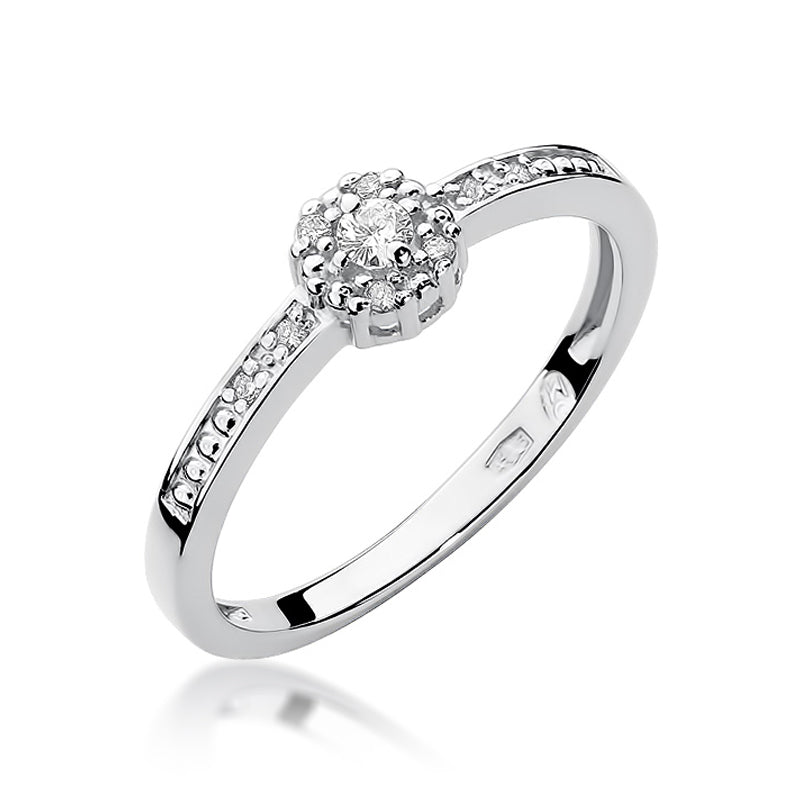 Inel de Logodna Aur 14k Halo cu Diamante 0.09ct Pave