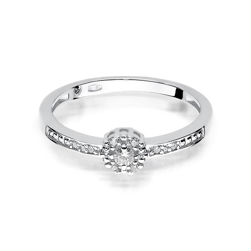 Inel de Logodna Aur 14k Halo cu Diamante 0.09ct Pave