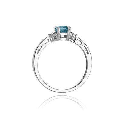 Inel de Logodna din Aur 14k cu Topaz 0.60ct si Diamante 0.03ct