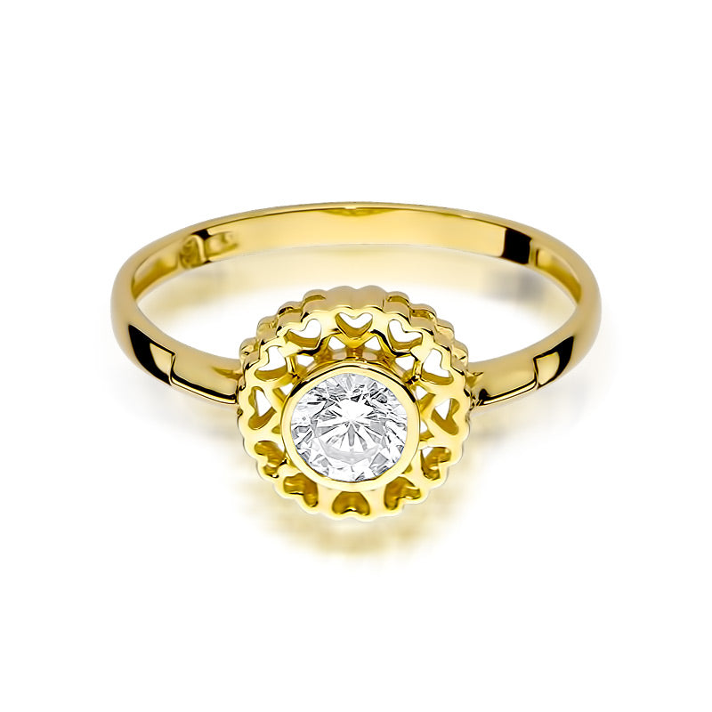 Inel de Logodna din Aur 14k Floare cu Diamant 0.30ct
