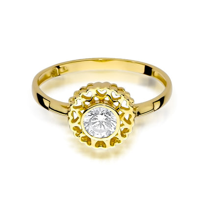 Inel de Logodna din Aur 14k Floare cu Diamant 0.30ct