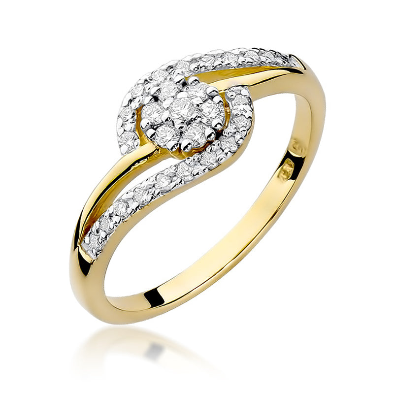 Inel de Logodna din Aur 14k Floare cu Diamante 0.17ct