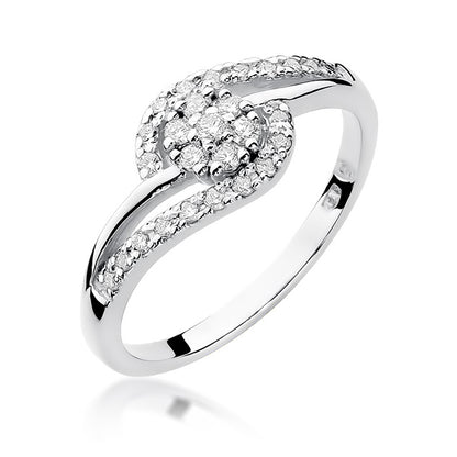 Inel de Logodna din Aur 14k Floare cu Diamante 0.17ct