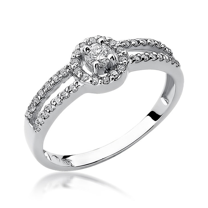 Inel de Logodna Aur 14k Double Pave cu Diamante 0.31ct