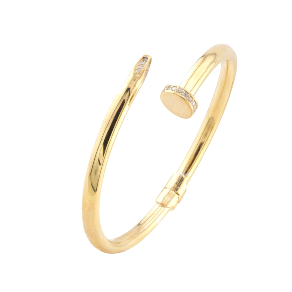 Bratara Fixa Argint Placat cu Aur Tip Cui 6 mm