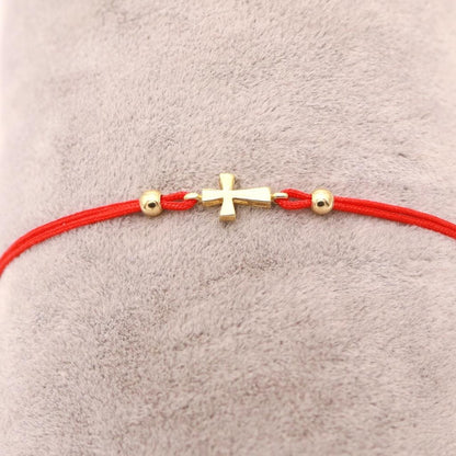 Bratara Snur Aur 14k Cruce cu Bile