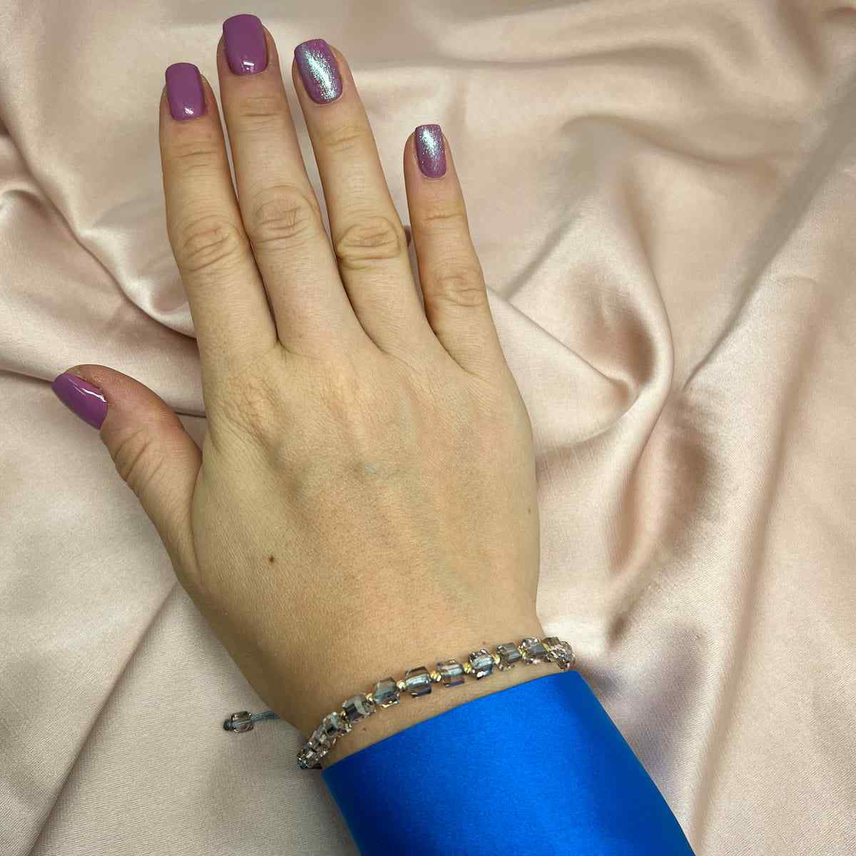 Bratara Snur Bile Aur 14k si Cristale Gri Translucide