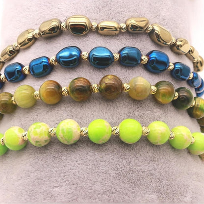 Bratara Snur cu Bile Aur 14k si Hematit Auriu 5mm
