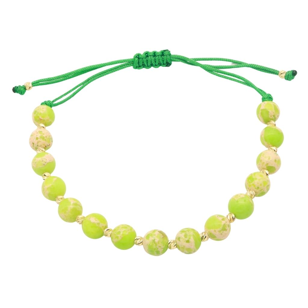 Bratara Aur 14k Snur Bile si Piatra Gaspeit 6mm