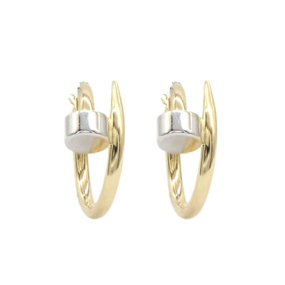 Cercei Aur Galben si Alb 14k Tip Cui 1.6cm