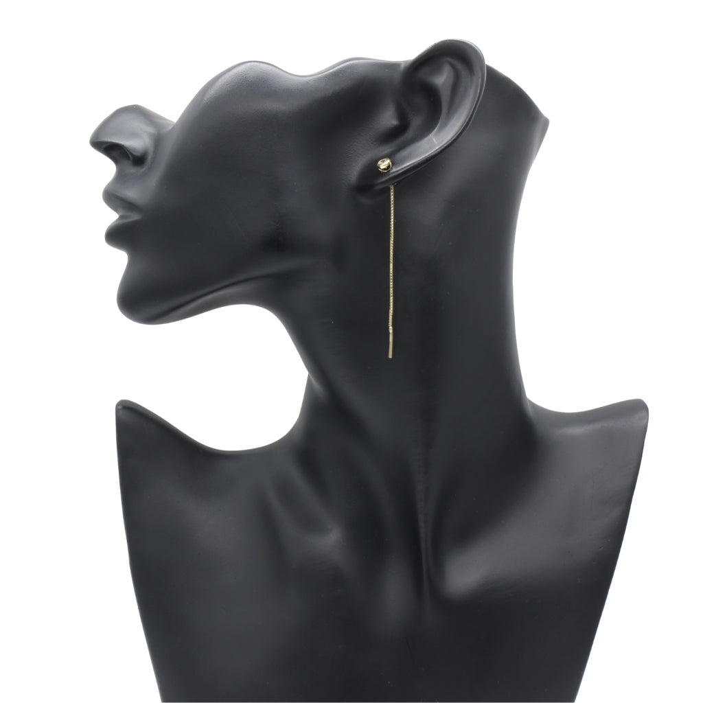 Cercei Fir Aur 14k Solitaire cu Piatra Zirconia Alba