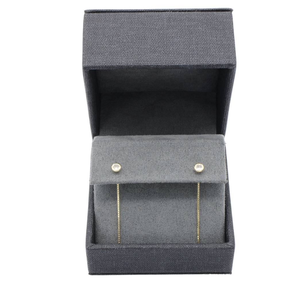 Cercei Fir Aur 14k Solitaire cu Piatra Zirconia Alba