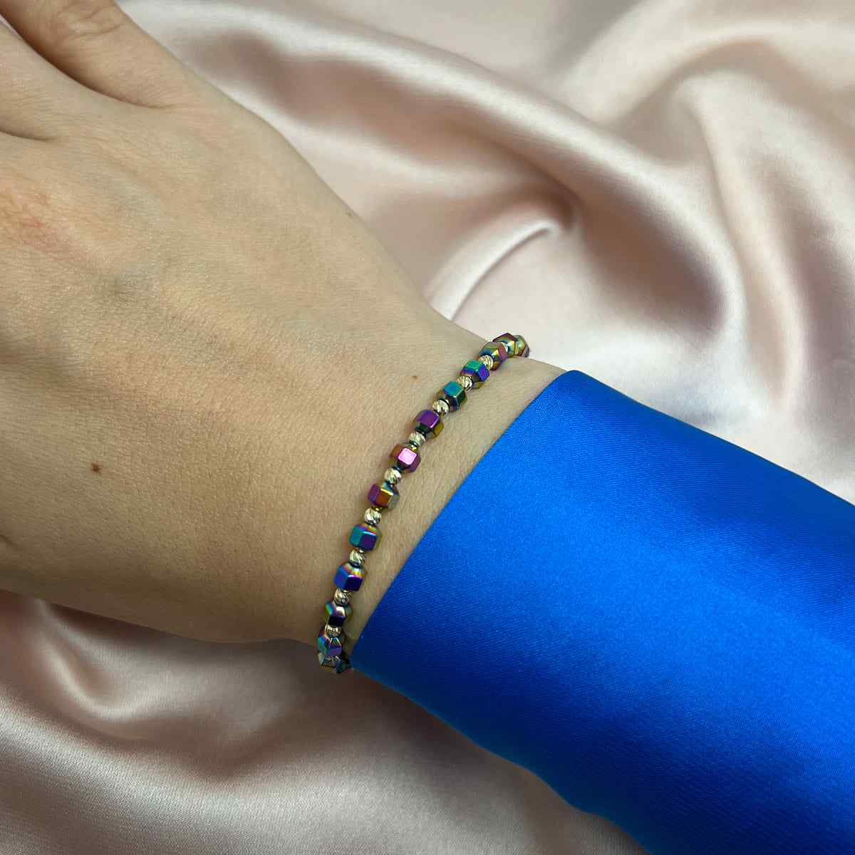 Bratara Aur 14k cu Snur, Bile si Hematit Multicolor 4mm