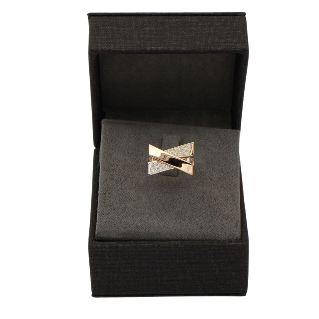 Inel Aur Alb, Galben si Roz 14k Model Geometric