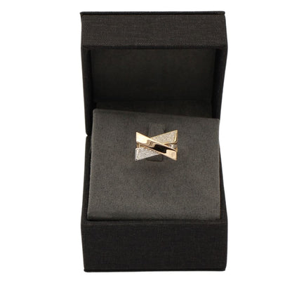Inel Aur Alb, Galben si Roz 14k Model Geometric