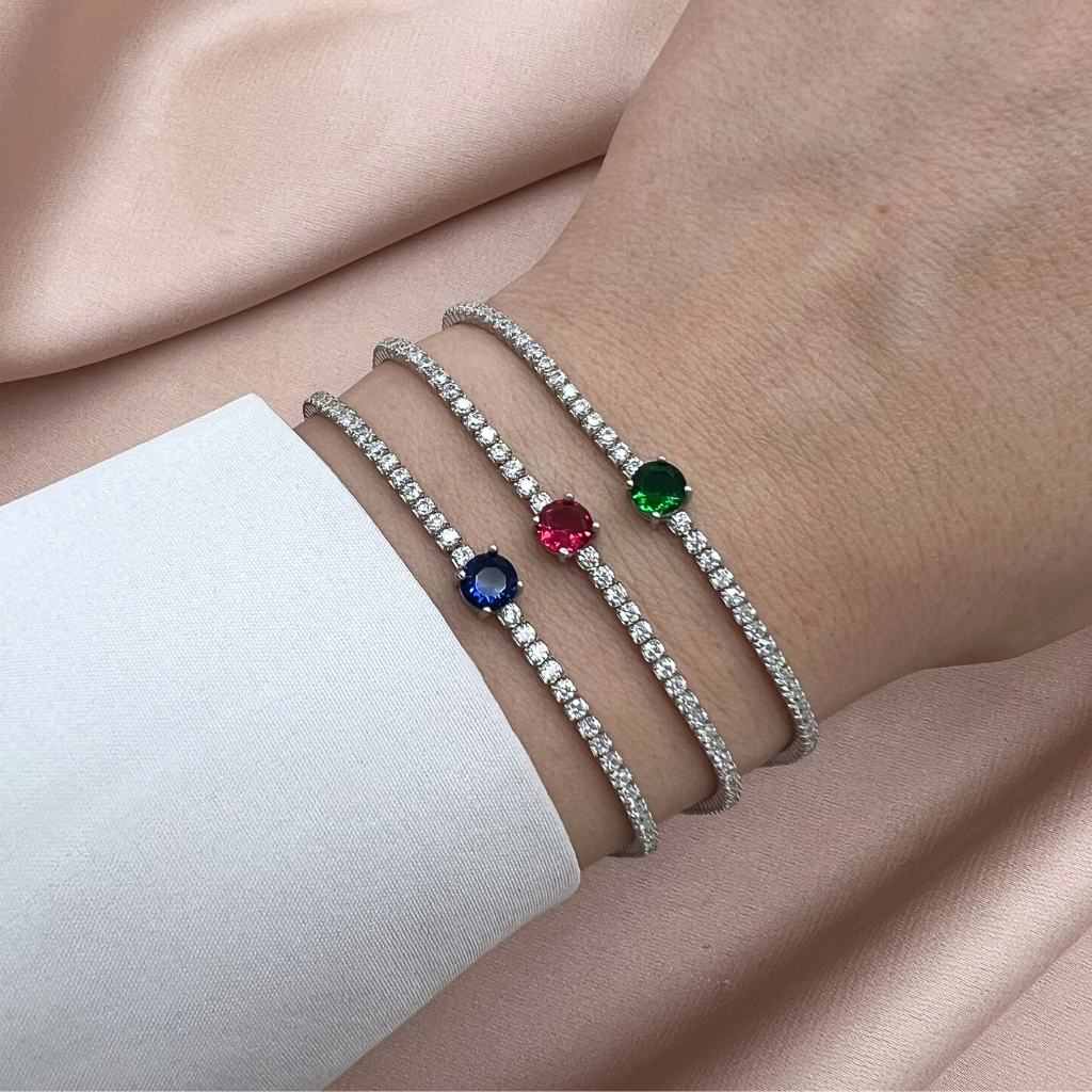 Bratara Argint Tennis cu Piatra Zirconia Colorata